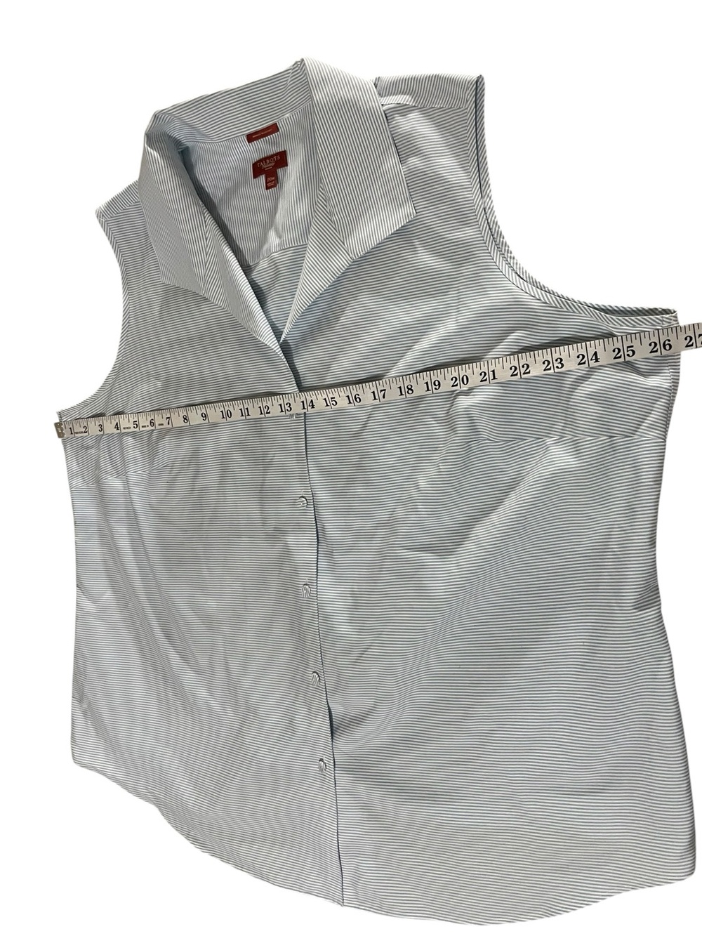 Talbots Haberdashery blue stripe cotton Sleeveless  Button Up Blouse Womens 20W - Picture 6 of 9